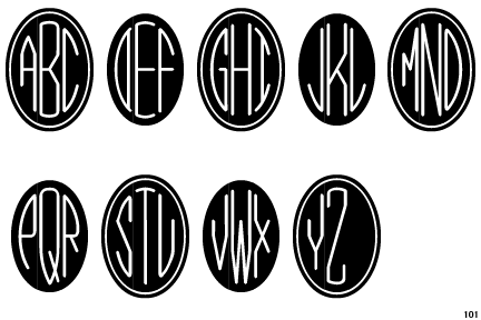 Harold's Monograms Black Oval Three