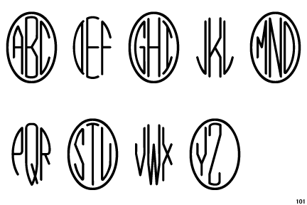 Harold's Monograms White Oval Three