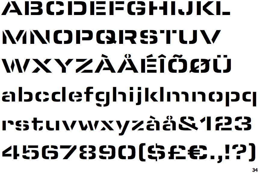 Fontscape Home > Appearance > Stencil > Sans-Serif