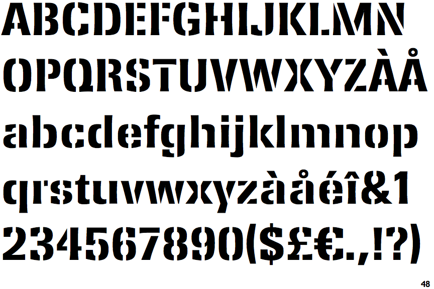 Fontscape Home > Appearance > Stencil > Sans-serif